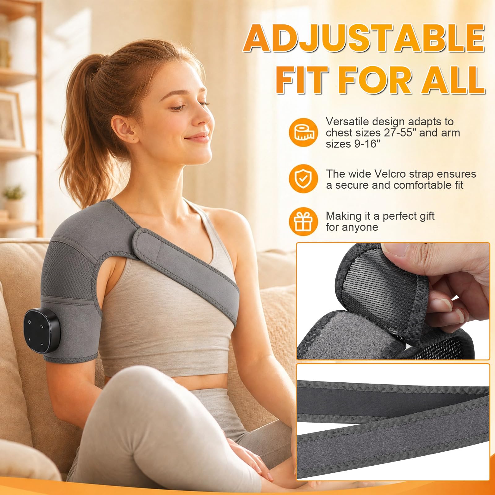 Schultermassagegerät, Mit 5 einstellbare Wärme & 3 Vibrationsmodi | Beheizte Schulterbandage Massagegerät Nacken Schulter Muttertagsgeschenk Vatertagsgeschenk für Zuhause Büro