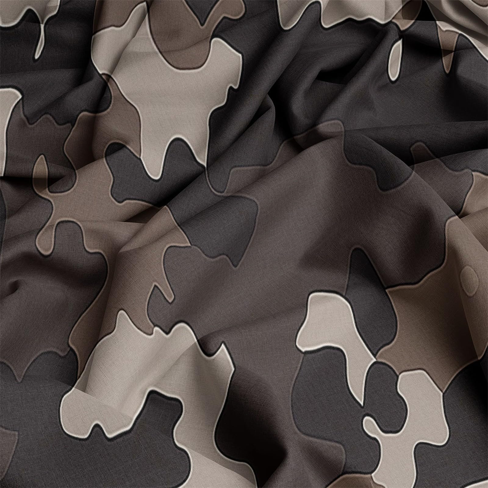 Funda nórdica 150 x 200 cm, Juego de Ropa de Cama para Camuflaje Marrón Oscuro Y Gris 3 Piezas, Incluye 1 Funda nórdica y 2 Fundas de Almohada 50 x 75 cm