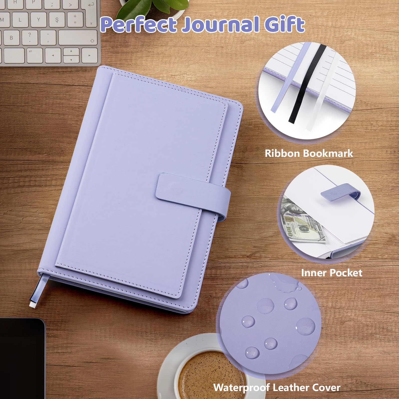Taccuino a righe da donna, copertina rigida, in pelle, quaderno a righe per lavoro e appunti, 256 pagine di carta da 100 g/m², formato A5; penna inclusa, quaderno in una scatola regalo, regalo