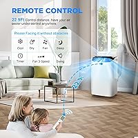 Vista 4 de Aire acondicionado portátil de 14000 BTU con control remoto, unidad de aire acondicionado de refrigeración independiente 3 en 1 con ventilador