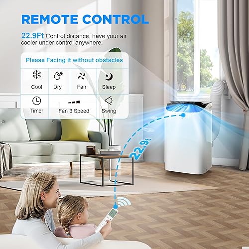 Miniatura 4 de Humhold Aire acondicionado portátil de 14000 BTU con control remoto, unidad de aire acondicionado de refrigeración independiente 3 en 1 con