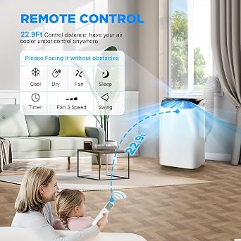 14000 BTU Portable Air Conditioners with Remote Control, 3-in-1 Free Standing Cooling AC Unit with Fan & Dehumidifier, Cools Room up to 700 sq.ft, Smart/Sleep Mode,3 Speed,Auto Swing,24H Timer