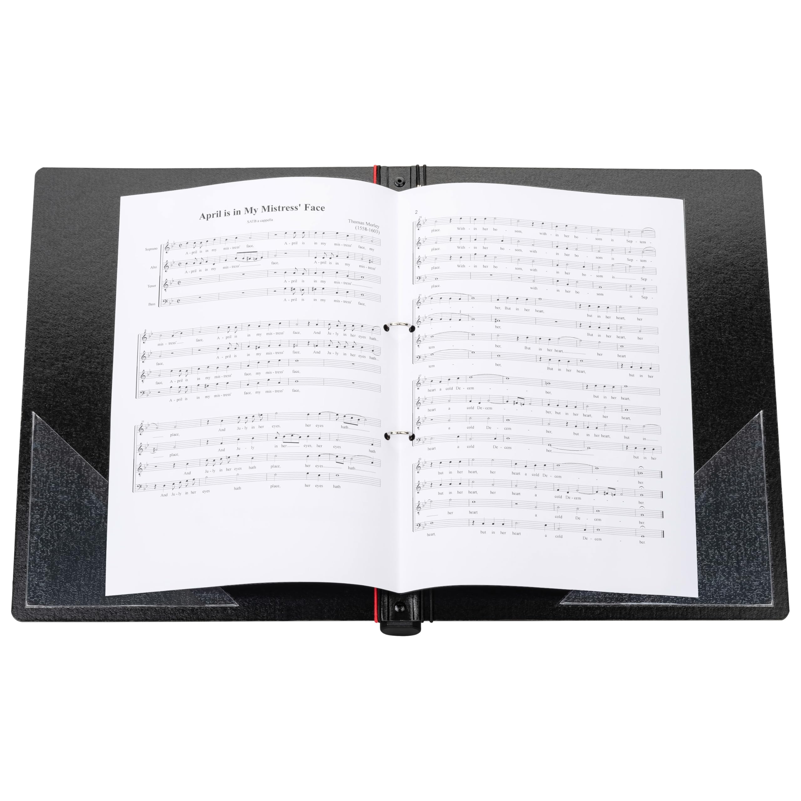 FALKEN Original Gloria Chorus Folder with Ergonomic Handle Cardboard, Elegant Embossing, Ring Mechanism, 4 Elastic Straps, 2 Transparent Pockets, DIN A4, Black