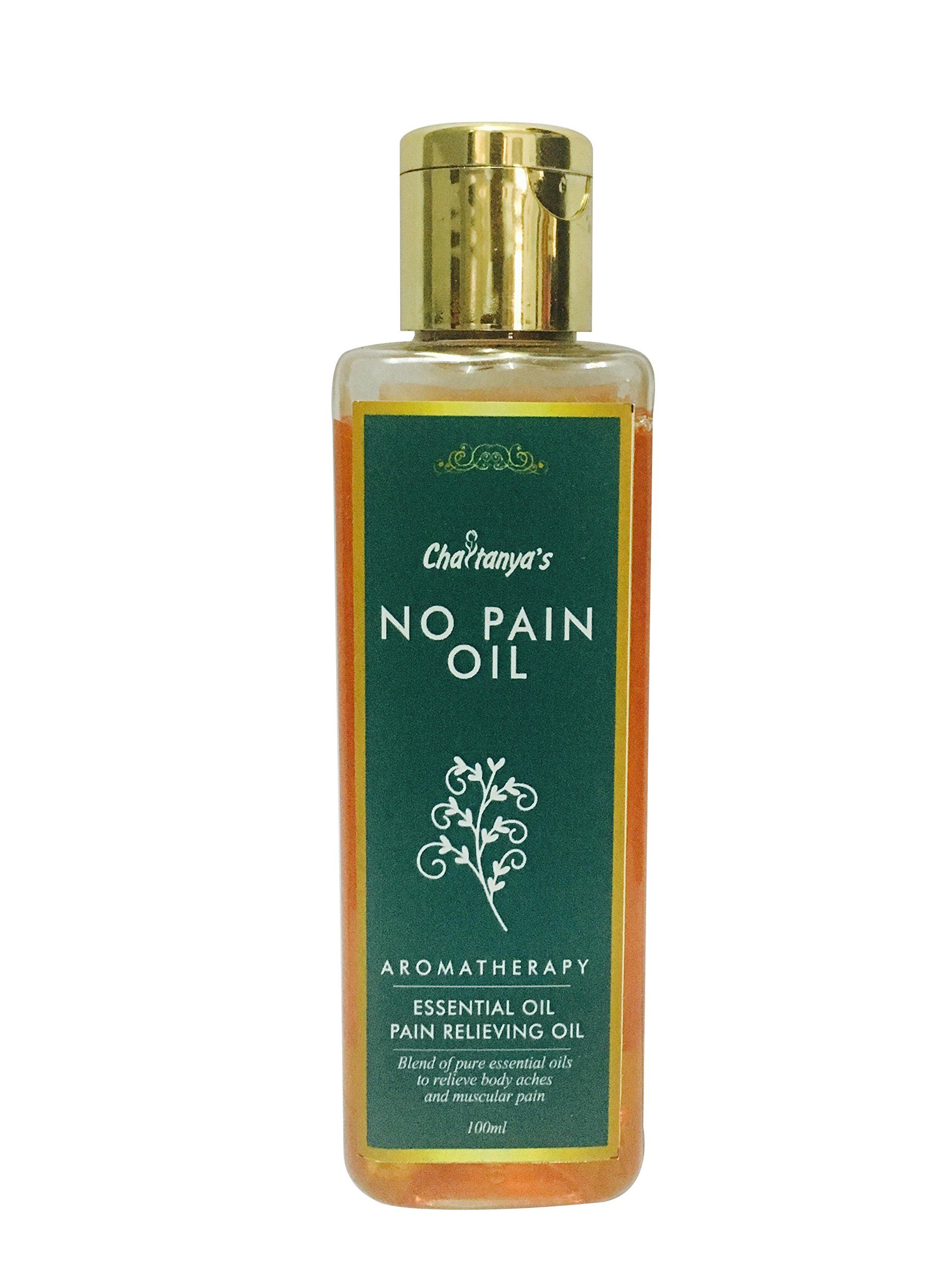 Chaitanyas No Pain oil | Pain relieving | Body, Back, Knee, Legs and shoulder | Instant action | Essential oils - Winter green (Gaultheria procumbens), Cypress, Eucalyptus - 100ml
