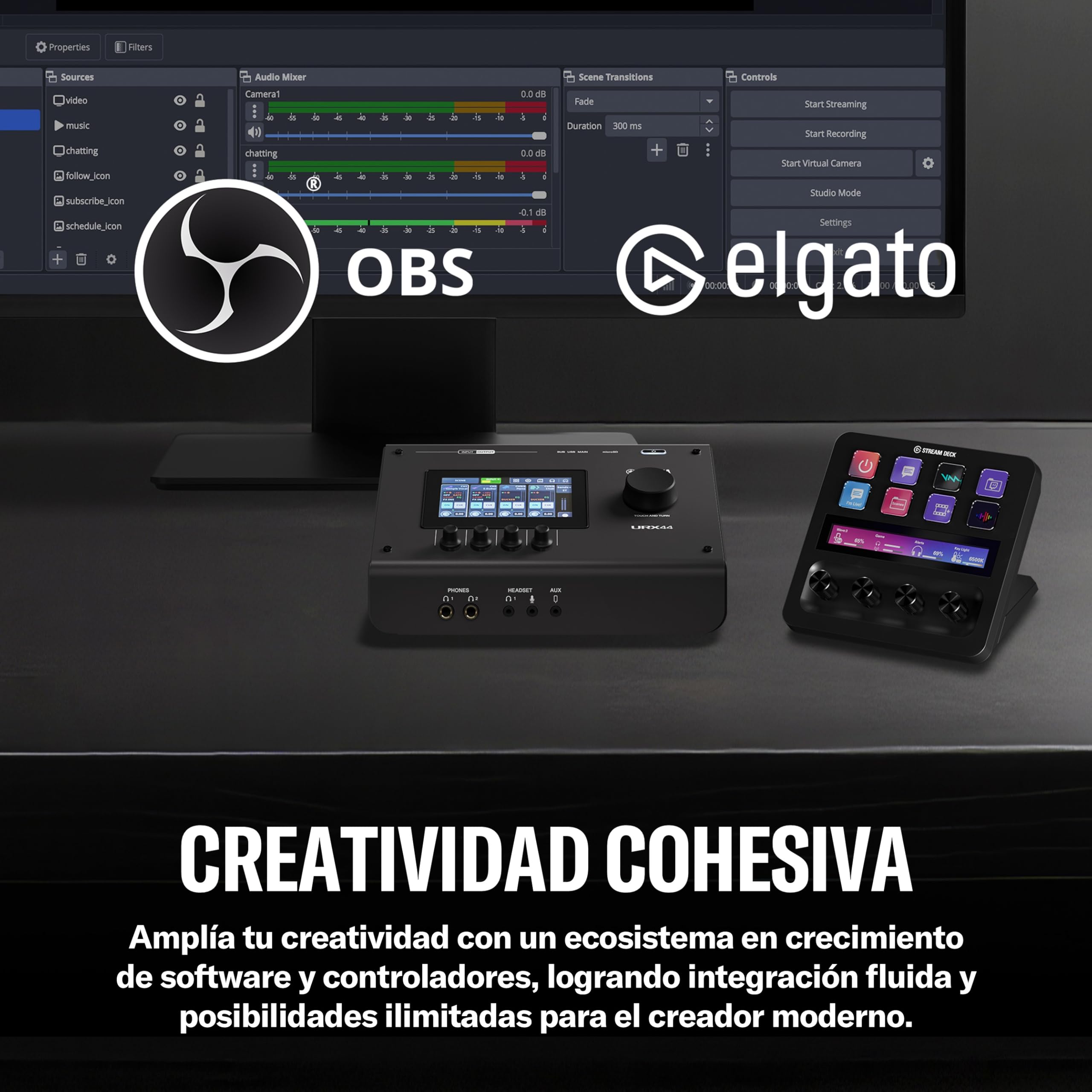 YAMAHA URX44 Interfaz de Audio USB-C – Interfaz compacta 6 entradas/4 salidas, audio 32 bits/192 kHz, pantalla LCD táctil, DSP integrado, Auto Gain y grabación multipista – Negro