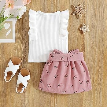 Completo Mamma E Figlia Uguale - Set Estate Con Top A Costine E Gonna Fiocco - Foto 8