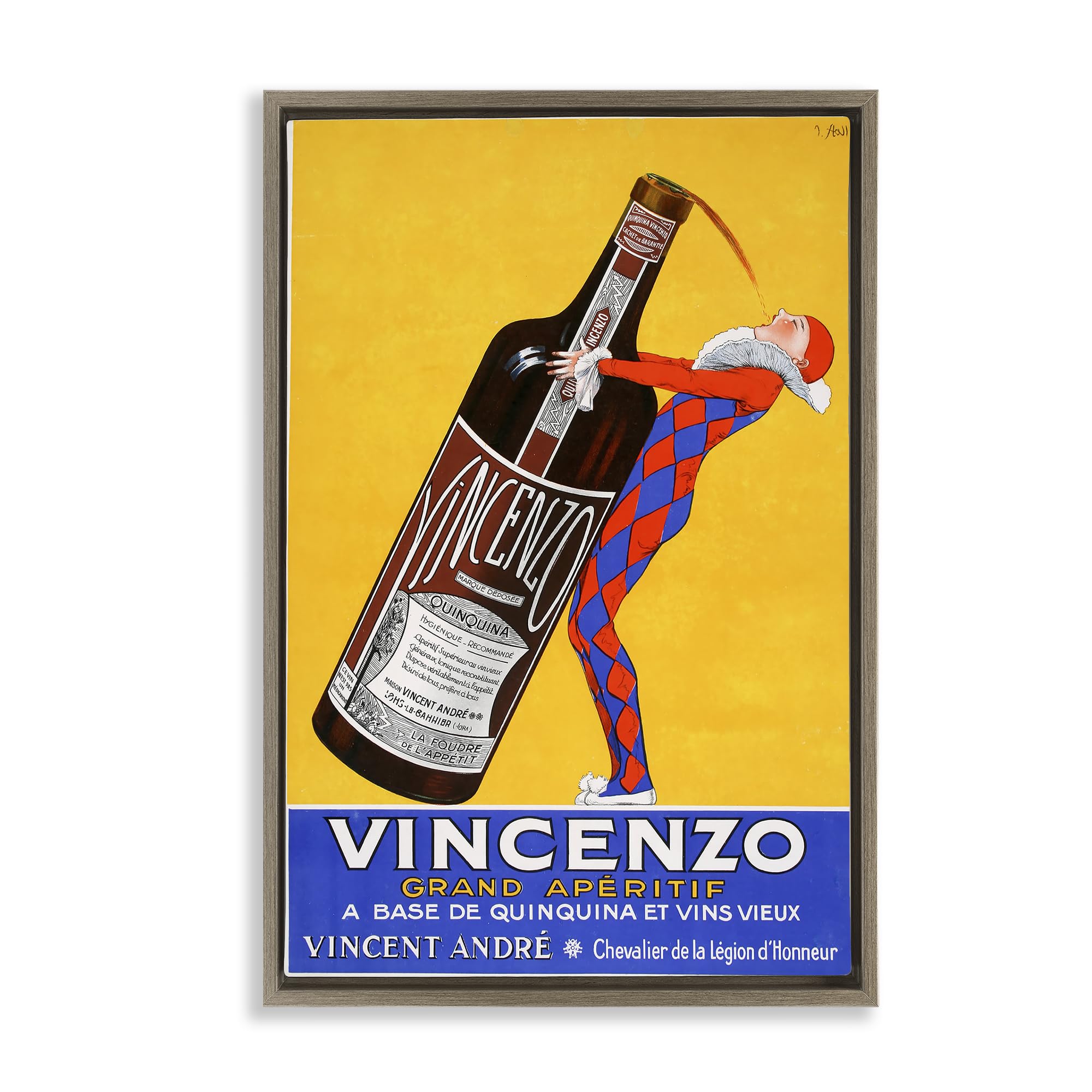 Stupell Industries Montalcino Elm (Textured) 'Vincenzo Vintage Wine'| Floating Frame Canvas Art