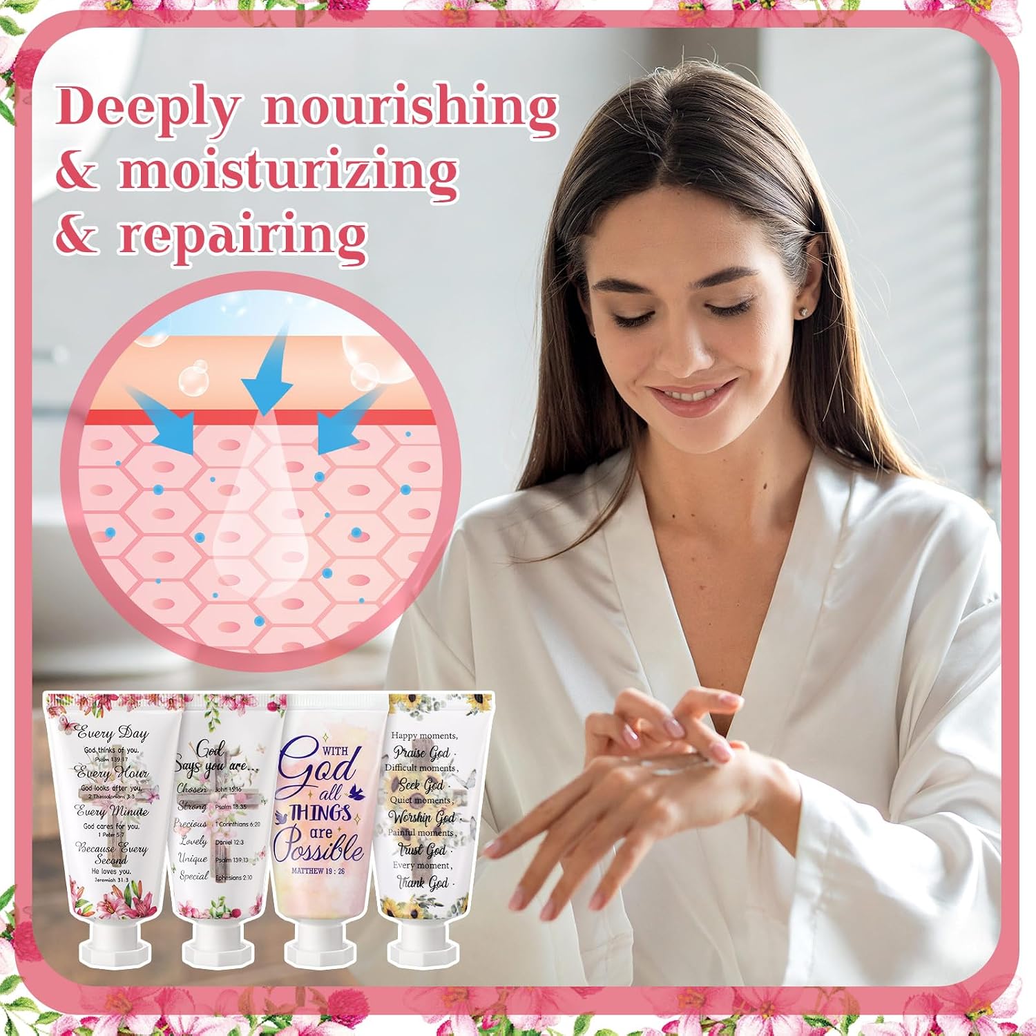 48 Pcs Christian Hand Cream Bulk Gifts for Women Bible Verse Mini Hand Lotion Scripture Travel Lotion for Dry Cracked Christian Religious Gifts Bulk for Teacher Graduation Favors (Cross Style)