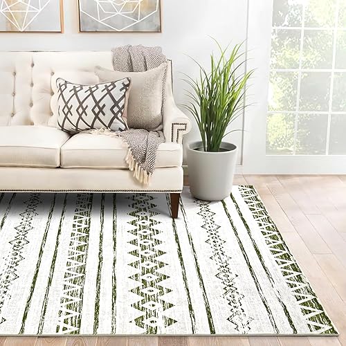 Miniatura 6 de Alfombra de área para sala de estar 5 x 7 pulgadas, grande, marroquí, suave, esponjosa, geométrica, lavable, para dormitorio, comedor, hogar,