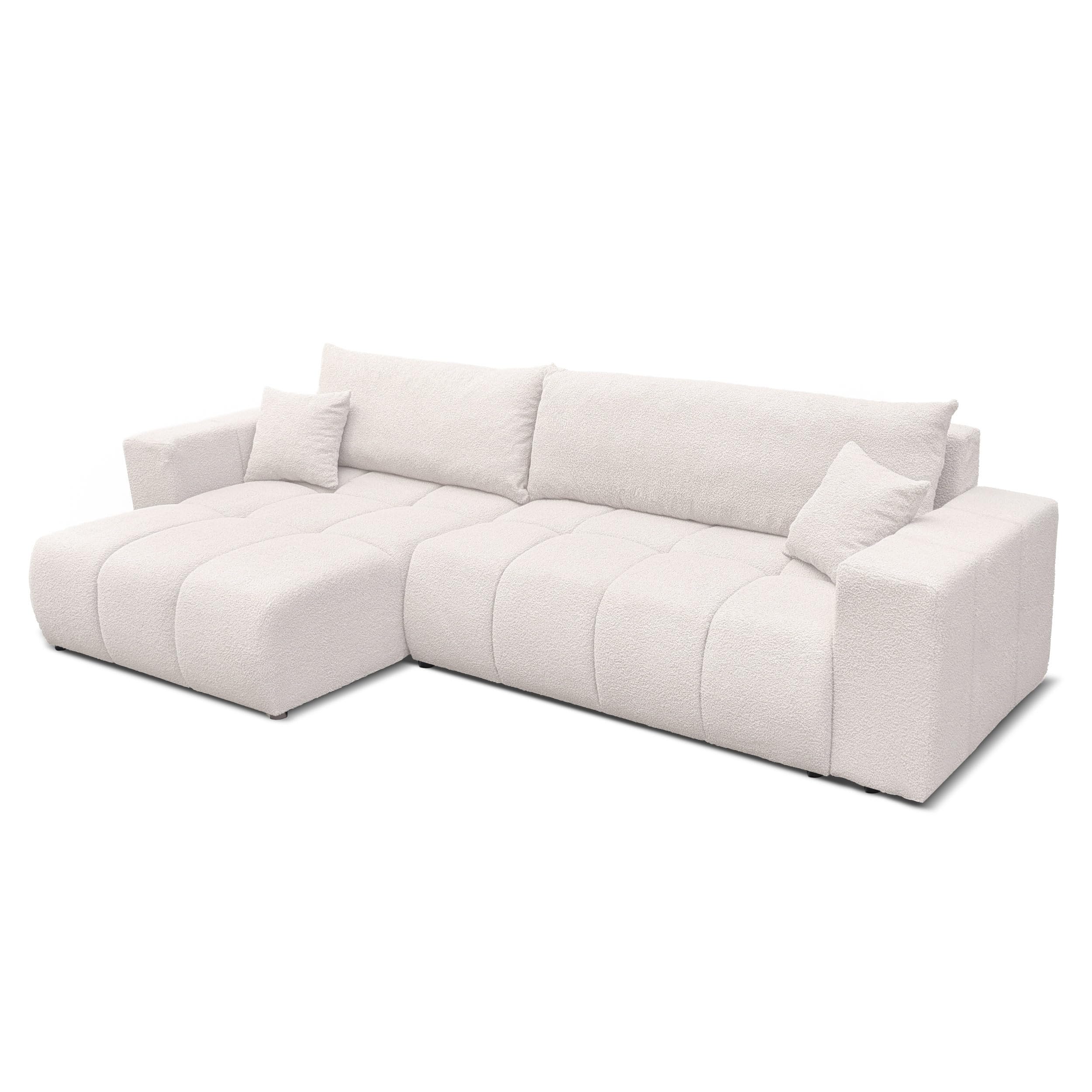 Canapé d’Angle Convertible avec Coffre - Canapé lit - Canapé d’Angle Convertible 125x232 - Tissu côtelé - Dimensions 278x145 cm
