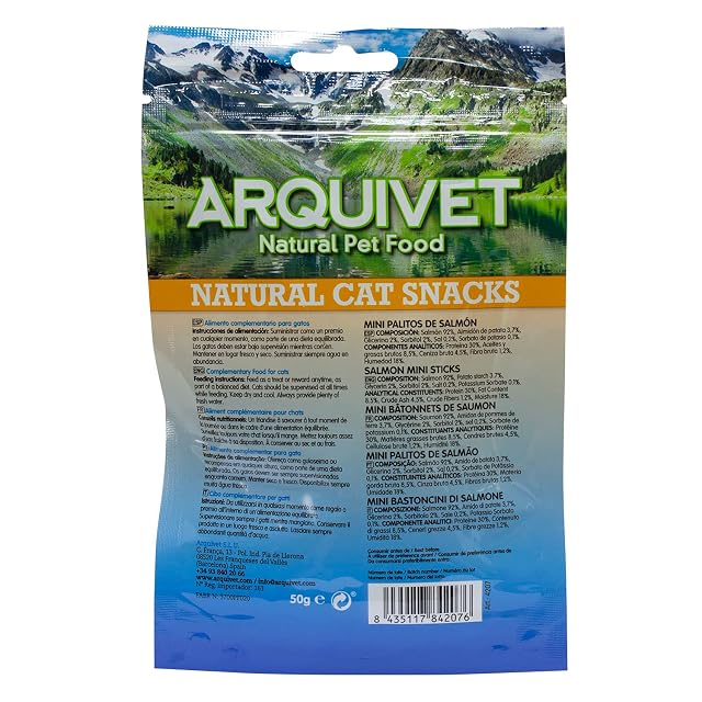 Foto 5 de 7 de Arquivet Mini palitos de salmón - 50 gr, 24 Unidades