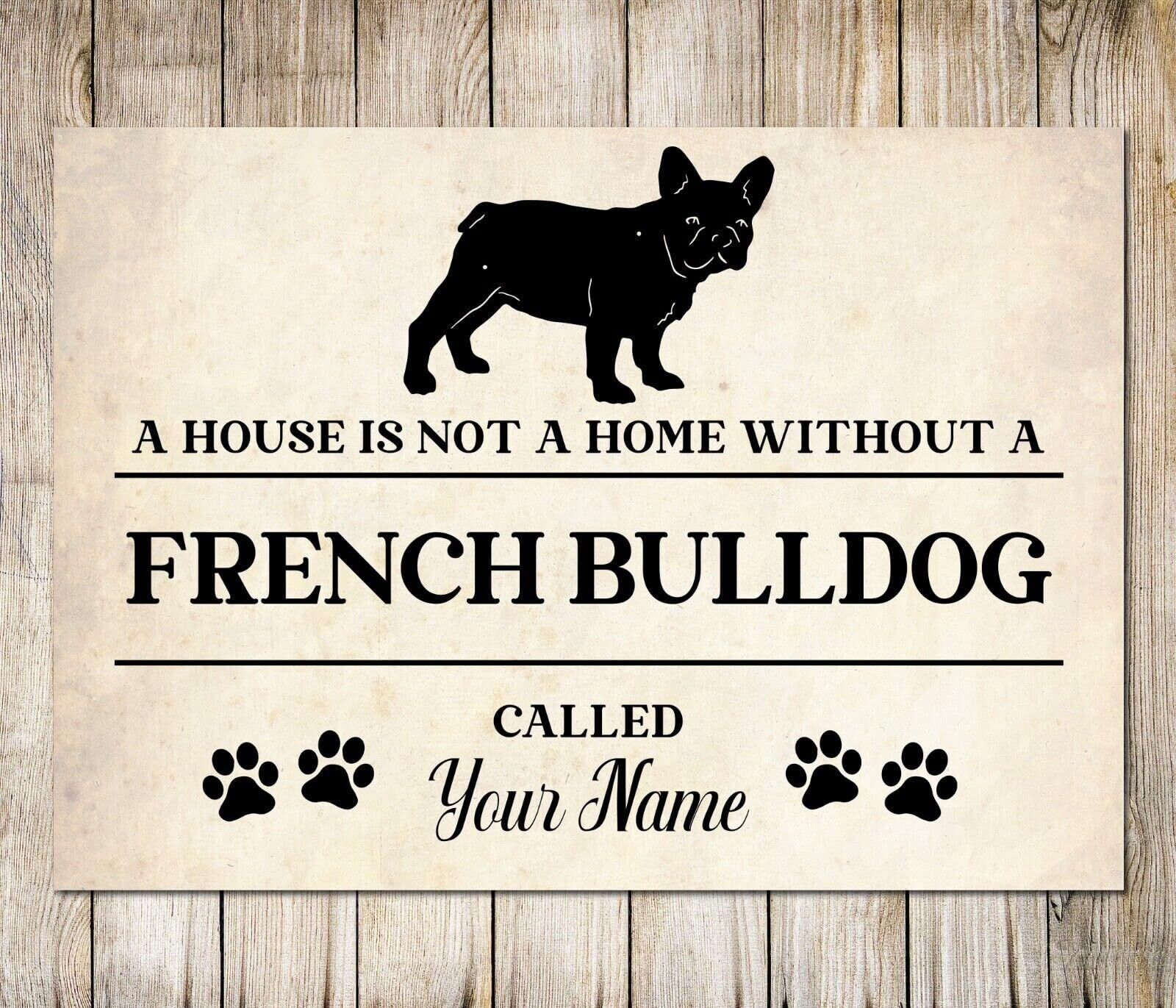 PERSONALISED FRENCH BULLDOG Sign Pet Name Dog Homemade Decor Metal Plaque