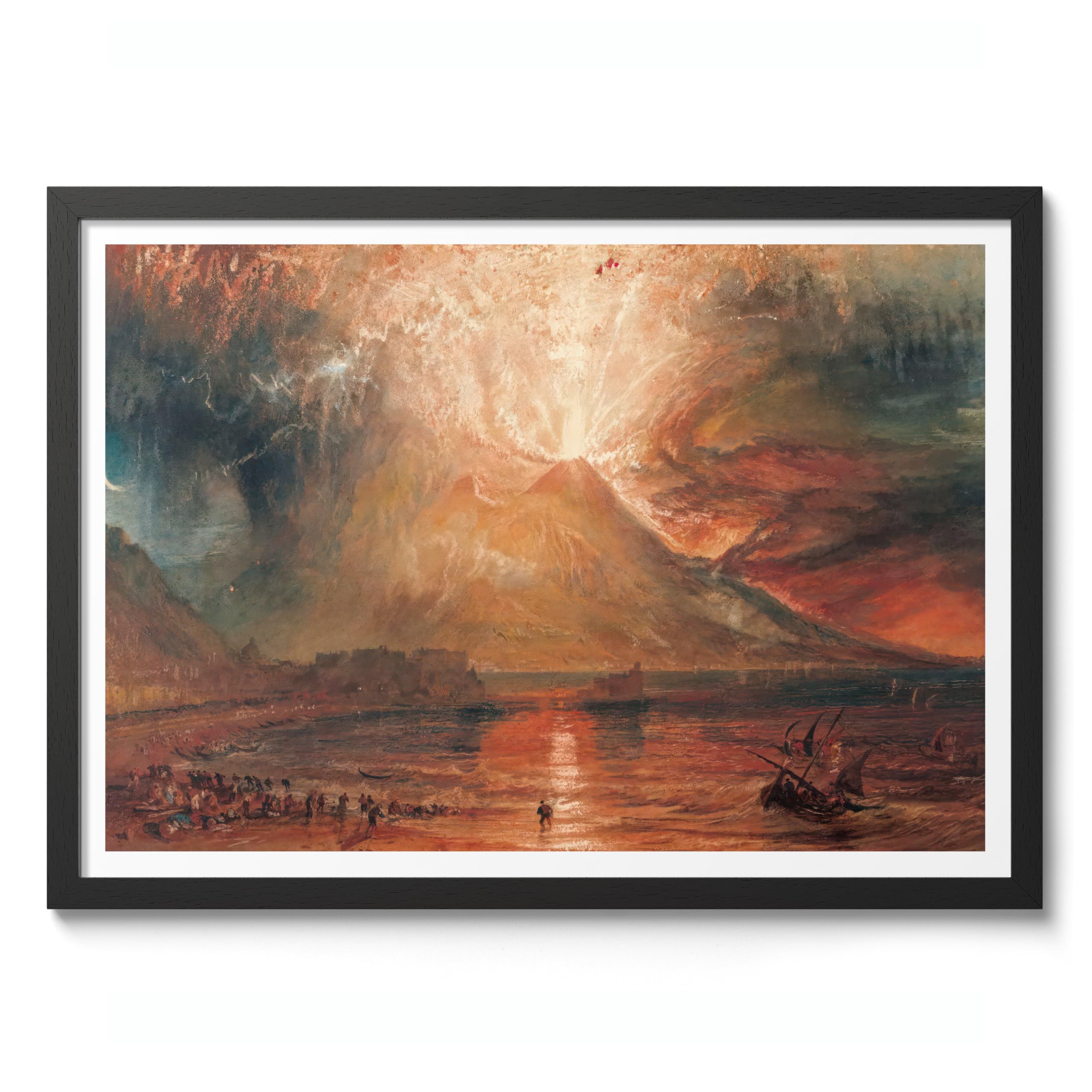 Vesuvius In Eruption Joseph Mallord William Turner Print, Classic Art Painting Print, Romanticism Art Exhibition Wall Art, Vintage Home Decor Picture, A3 (Black Frame) - 45x32.8cm โ image 1