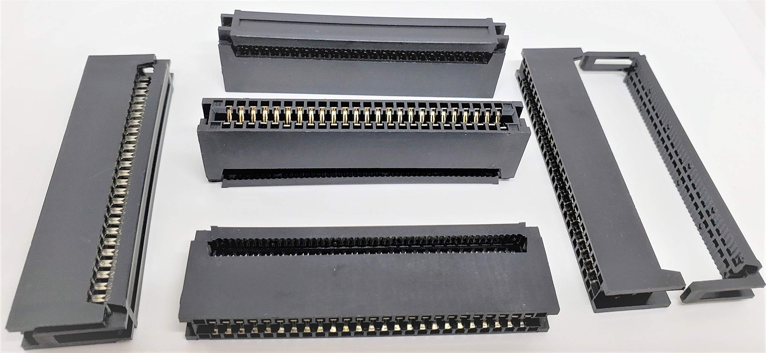 PC Accessories 50 Pins IDC 2.54mm Card Edge Connector for 1.27mm Flat Ribbon Cable, CE50 5-Pack