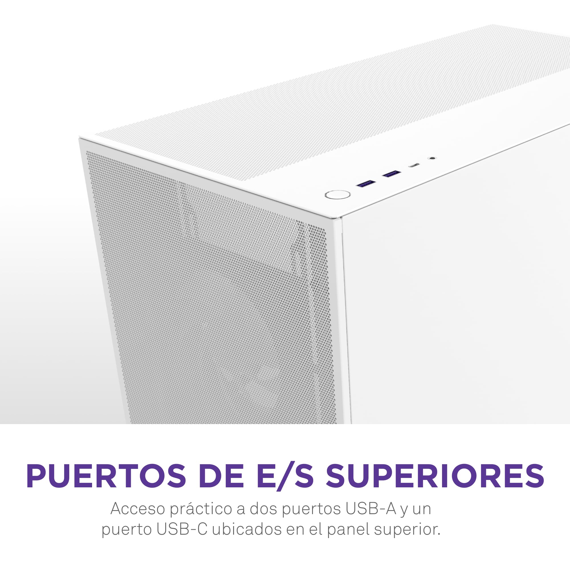 NZXT H7 Flow, 2024 Semitorre ATX Flujo de Aire, Admite 3 Ventiladores Inferiores 120 mm para gráfica, con 3 Ventiladores Frontales 120 mm, Admite radiador Frontal 420 mm, Blanco