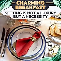 Vista 6 de Juego de 20 servilleteros dorados – Servilleteros de Pascua se adaptan a varios estilos de servilletas, reutilizables, elegantes diseño de hoja