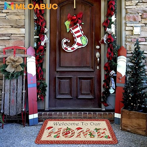 Miniatura 2 de Mloabuc Tapete de bienvenida de Navidad de 17 x 30 pulgadas, para interiores y exteriores, decoración de invierno y vacaciones de temporada