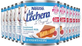 La Lechera Sweetened Condensed Milk 12 Pack by Nestlé - Shelf Stable Canned Milk for Tres Leches, Flan & Holiday Baking