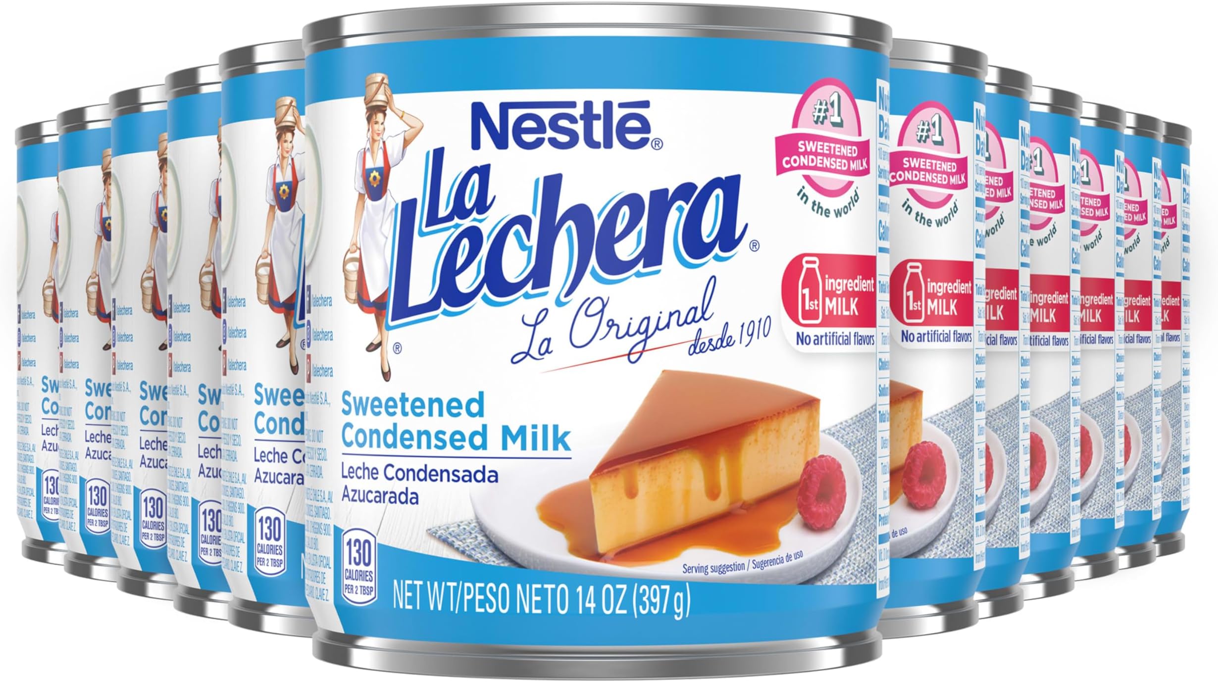 Nestlé La Lechera Sweetened Condensed Milk, Shelf Stable Evaporated Milk Canned, 12 Pack