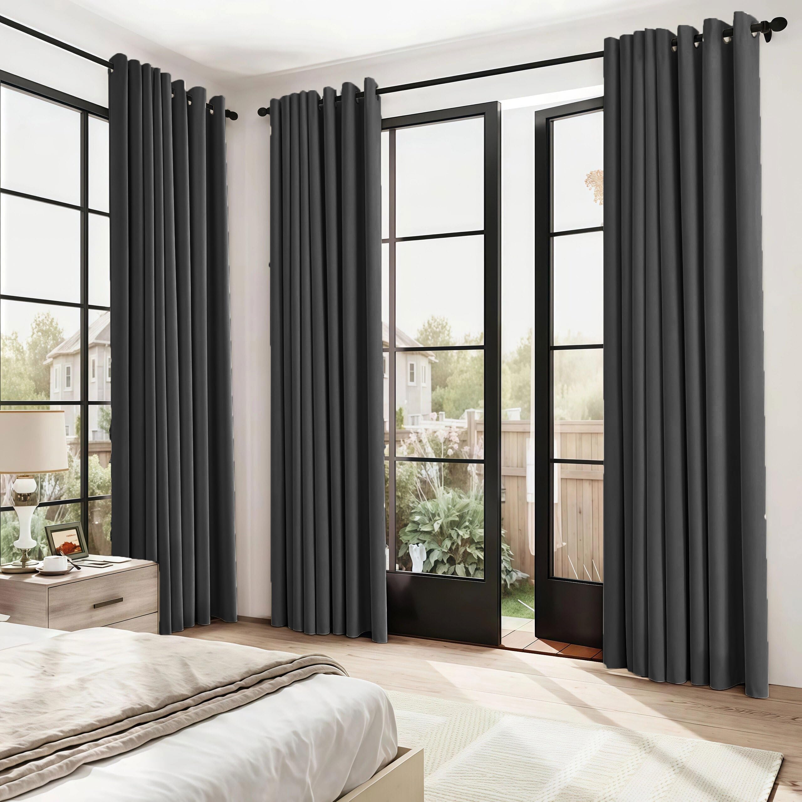 LIUJYUAN Blackout Curtains 85 x 170 cm Room Darkening, Privacy Protection Darkening Curtains Thermal Insulated Energy for Bedroom, Living Room, Door, Black