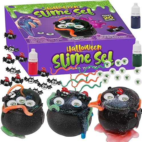 Kit de slime de Halloween, regalos de fiesta de slime de Halloween, suministros de kit de fabricación de limo, juguetes sensoriales para aliviar el