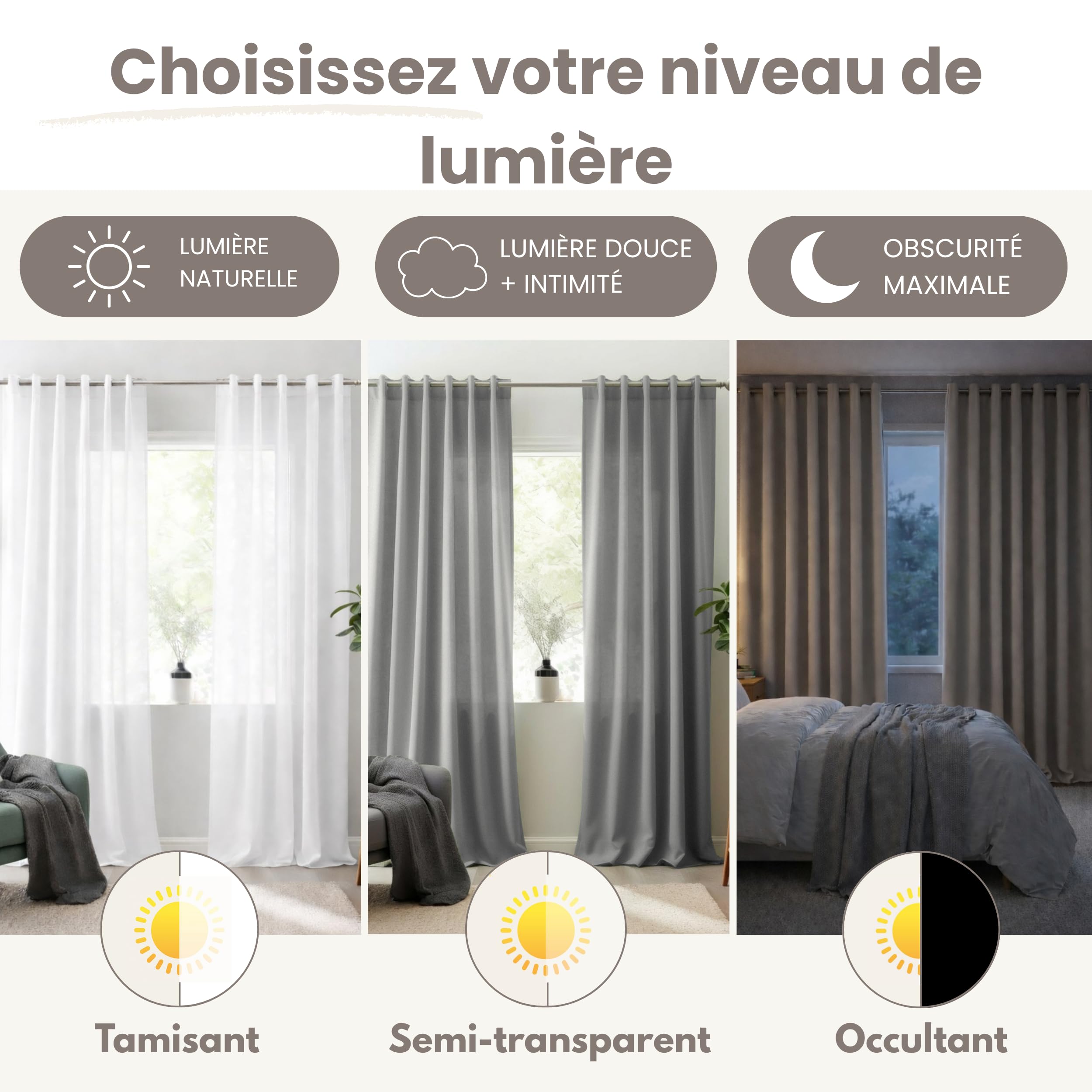 STORESDECO Rideau Voilage XXL Hauteur 3 Mètres, Voile en Polyester avec Galon Fronceur, Fenêtres et Portes, Filtrage Lumière, Design Moderne et Élégant, Beige 280x300 cm