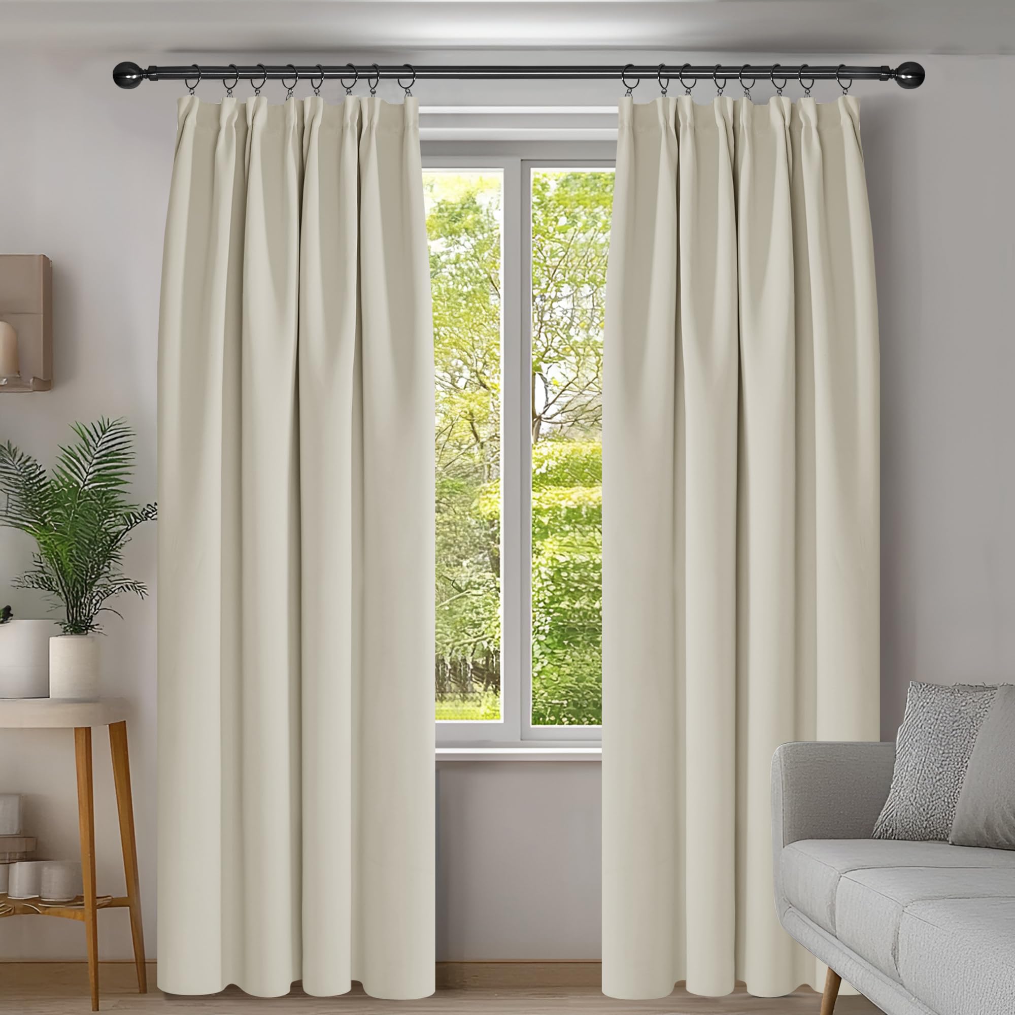 Deconovo Tende Camera da Letto Oscuranti 2 Pezzi, Tende Moderne per Soggiorno Interni, 140x290 CM (Larghezza x Altezza), Beige Chiaro