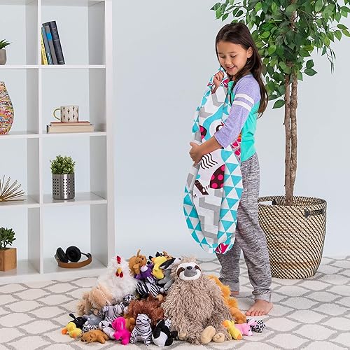 Miniatura 266 de Posh Funda de Silla Puf Rellenable para Almacenamiento de Animales de Peluche para Niños - Organizador de Juguetes Infantiles, Grande-38 - Lona