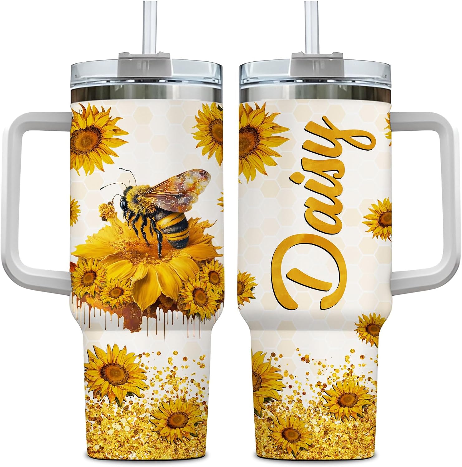 Hyturtle Personalized Gift For Frog Lovers For Women - Cute Custom Name Tumbler 40oz With Handle And Straw, Stainless Steel Travel Coffee Cup With Lid - Cute Animal Lovers Gifts For Girls On Birthday