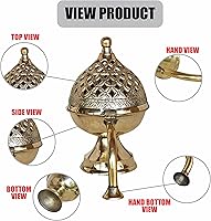 Vista 7 de Pure Source India Dhoop Dani de latón Soporte para Bakhoor Quemador Loban Soporte para incienso, 8 pulgadas (21.16 oz)