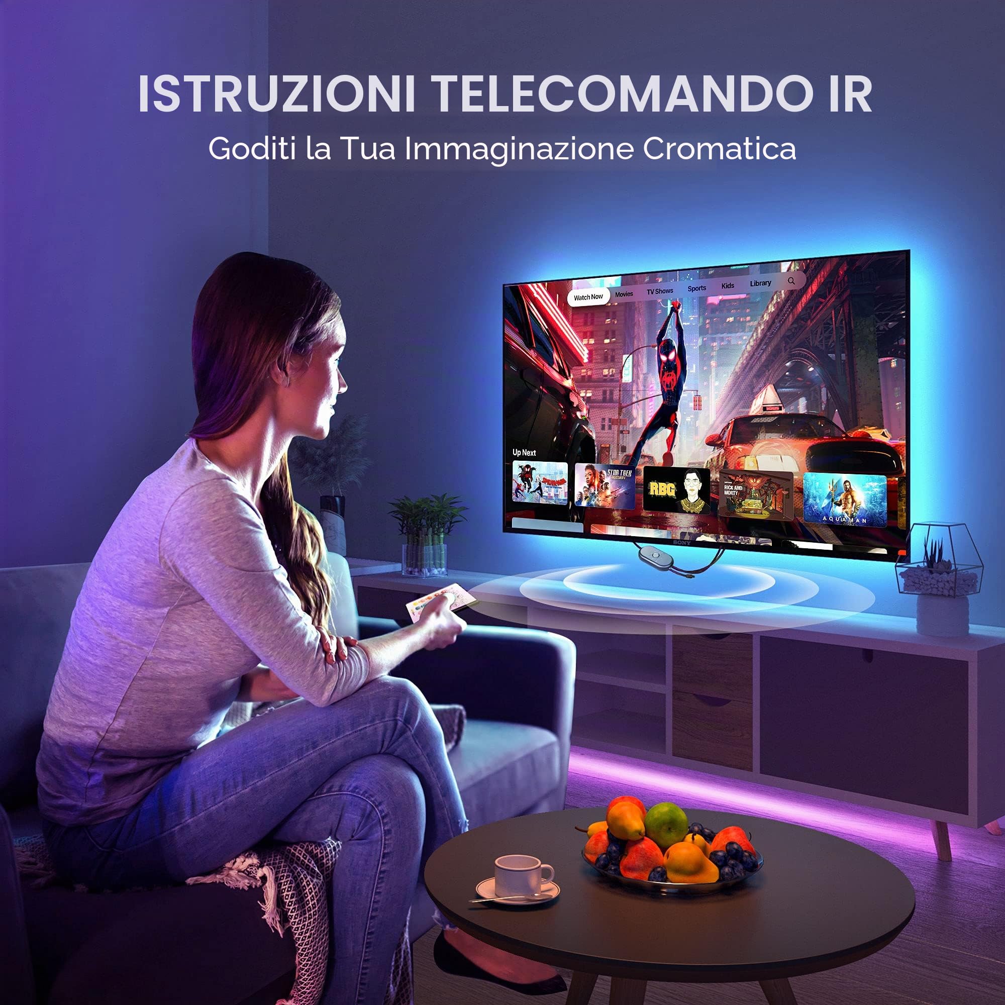 Luci LED per retroilluminazione TV da 75 pollici a 85 pollici con telecomando, per specchio, PC, controllo tramite app, sincronizzazione con la musica, illuminazione secondaria, luci LED RGB 5050 USB