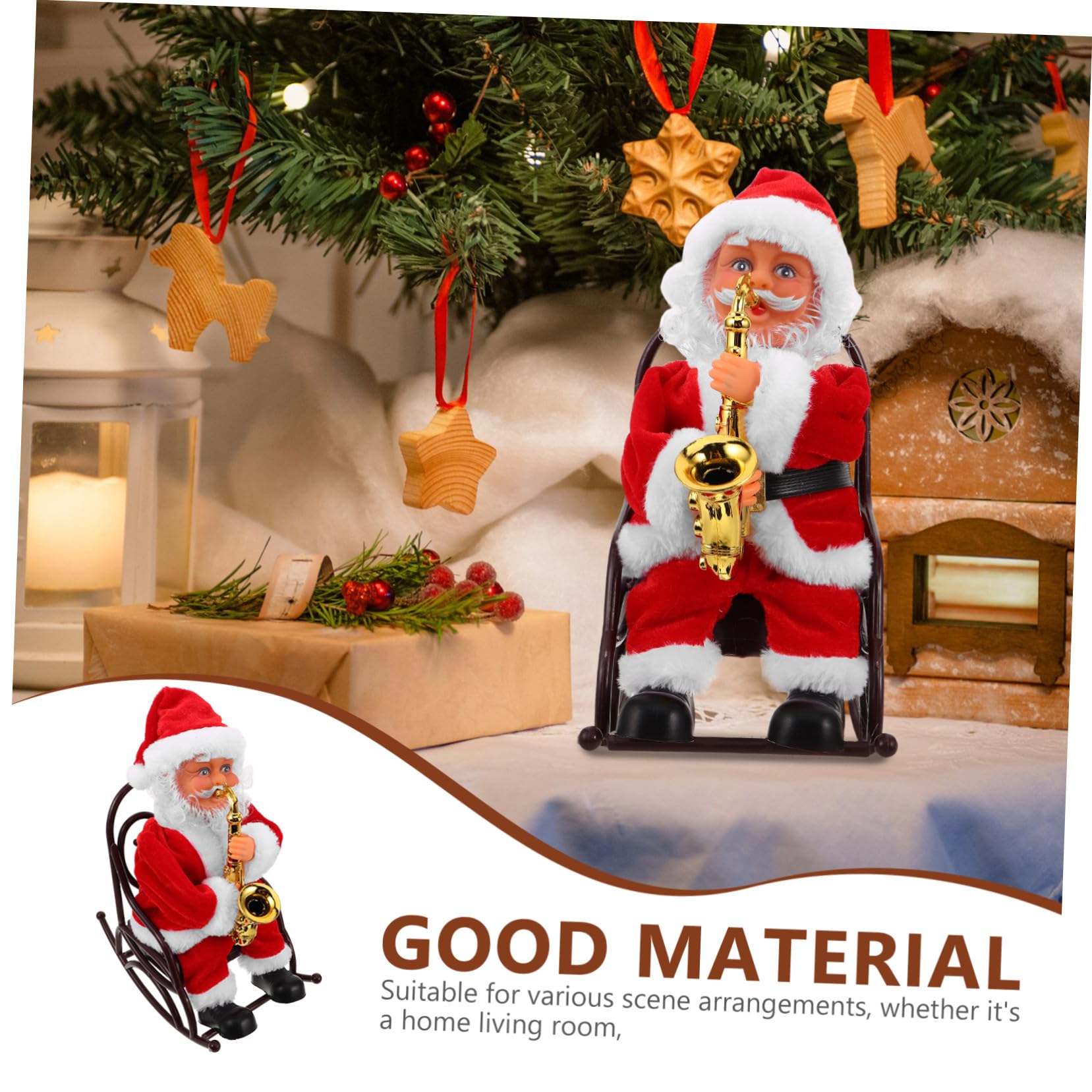 UPKOCH Juguete de Papá Noel Eléctrico con Música y Silla de Ruedas Figura Decorativa para Fiestas Navideñas Juguete Divertido Adultos
