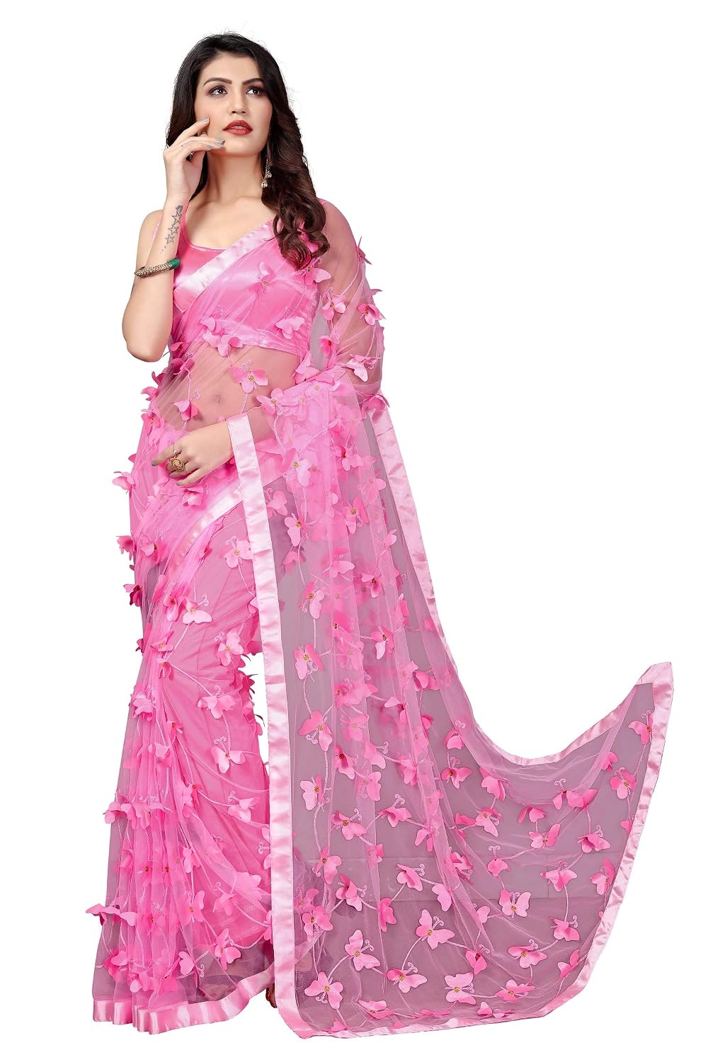 JULEE Women’s Net Embroidered Saree Titli Saree-FBA JULEE Women’s Net Embroidered Saree Titli Saree-FBA