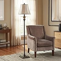 Vista 5 de Brightech Sophia LED Floor Lamp, Tall Mid-Century Modern Lamp with Bell Shape Fabric Shade, Great for Bedroom & Living Room Decor - Bronze