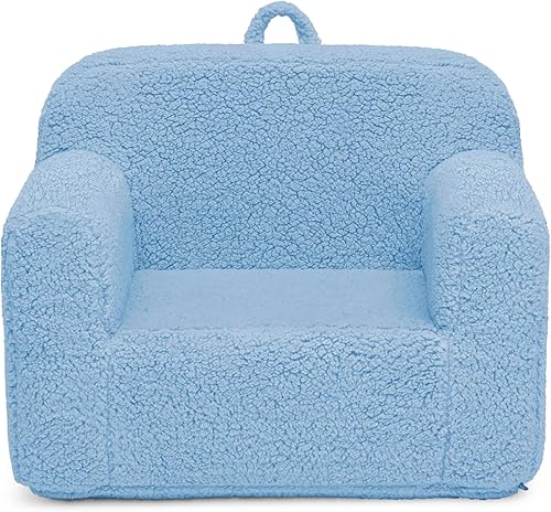 Delta Children Sherpa Cozee Chair - Silla de espuma para niños a partir de 18 meses, color azul polvo Azul polvoriento,Crema,Rosa
