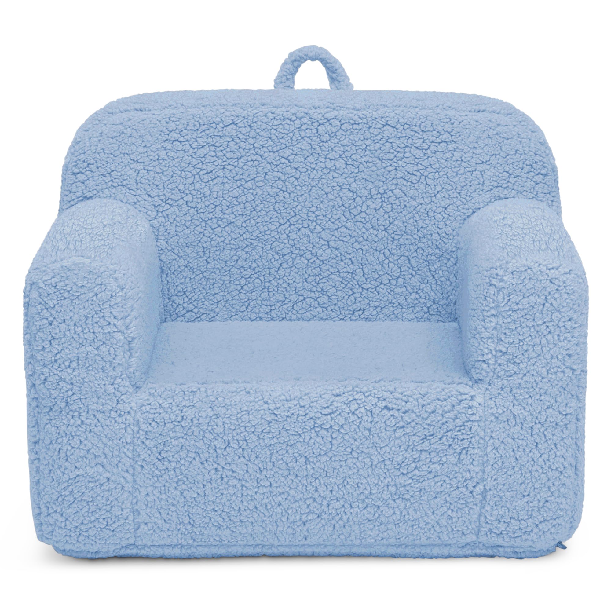 Delta Children Sherpa Cozee Chair - Foam Kids Chair for Ages 18 Months and Up, Powder Blue