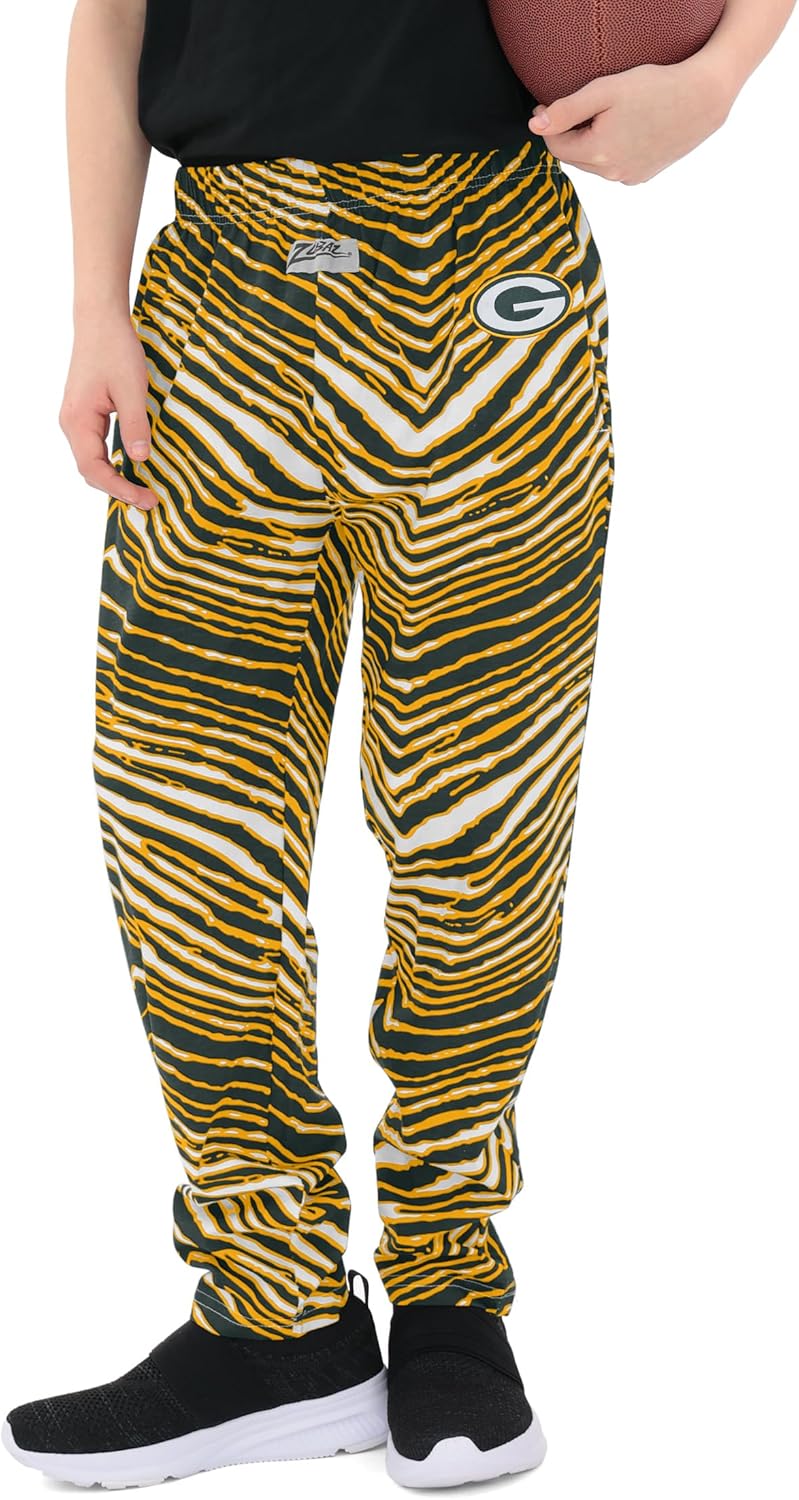 Zubaz NFL Kids Youth 4-18 Original Z88 Pants, Classic Zebra Football Team Color Bottoms for Boys and Girls