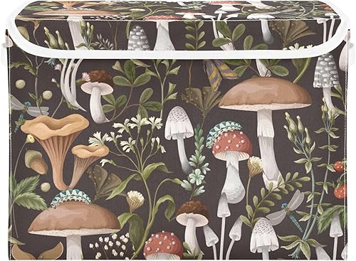 Bolsas de almacenamiento plegables de hongos para ropa, contenedores de almacenamiento de tela con asa reforzada, organizadores de armario para