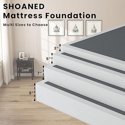 Miniatura 7 de Somier Tamaño Queen - Base de Colchón de Perfil Bajo de 3 Pulgadas Sin Ruido Base de Cama Básica de Metal Resistente con Funda de Tela Limpia, Fácil