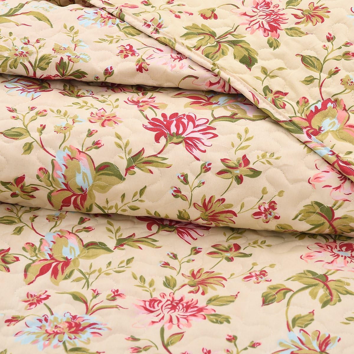 JML Quilt Set Full/Queen Size - Brushed Microfiber - 3 Pieces - Soft and Breathable, Lightweight Printed Bedding Bedspread Set