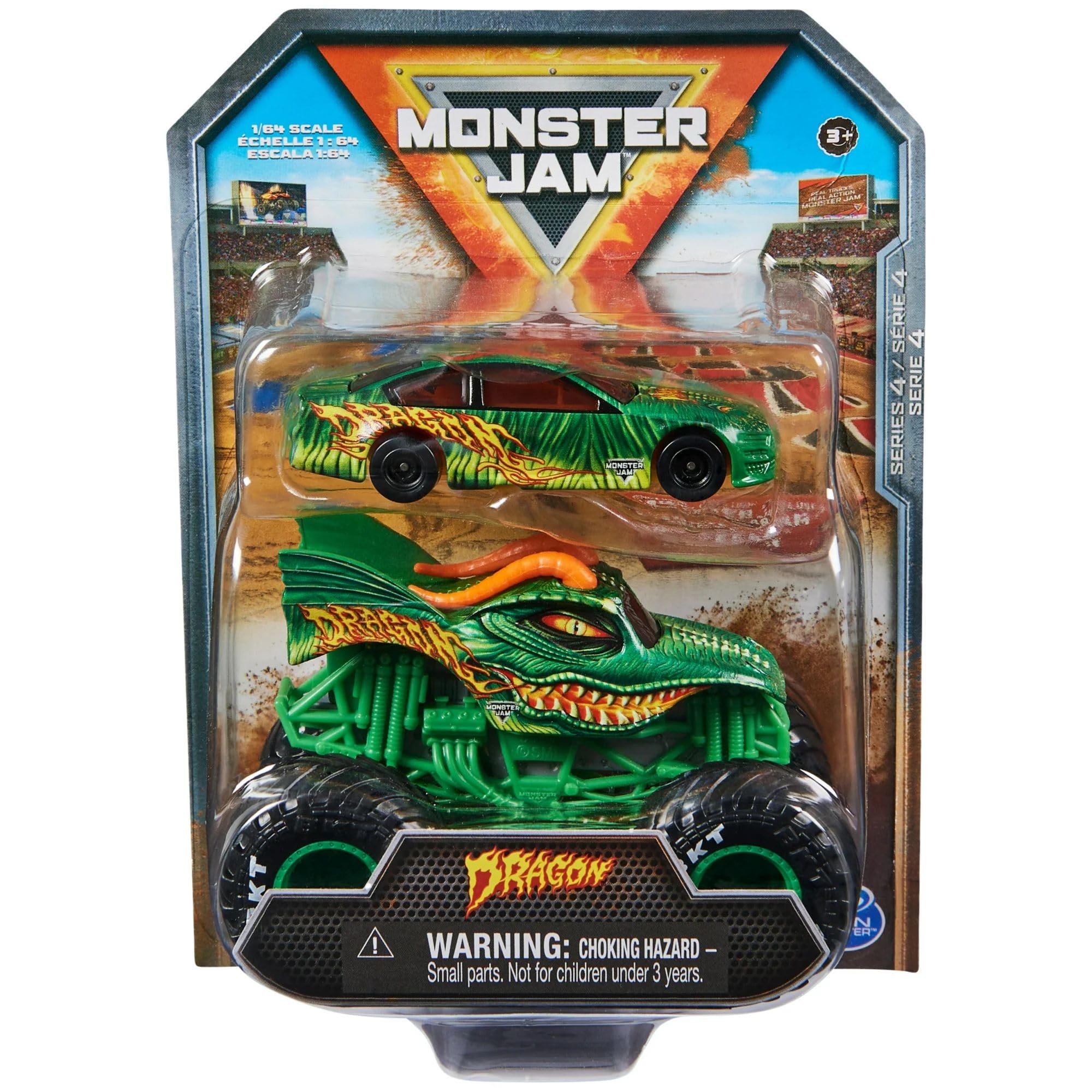 Amazon.com: Monster Jam Dragon Monster Truck and Race Car 1