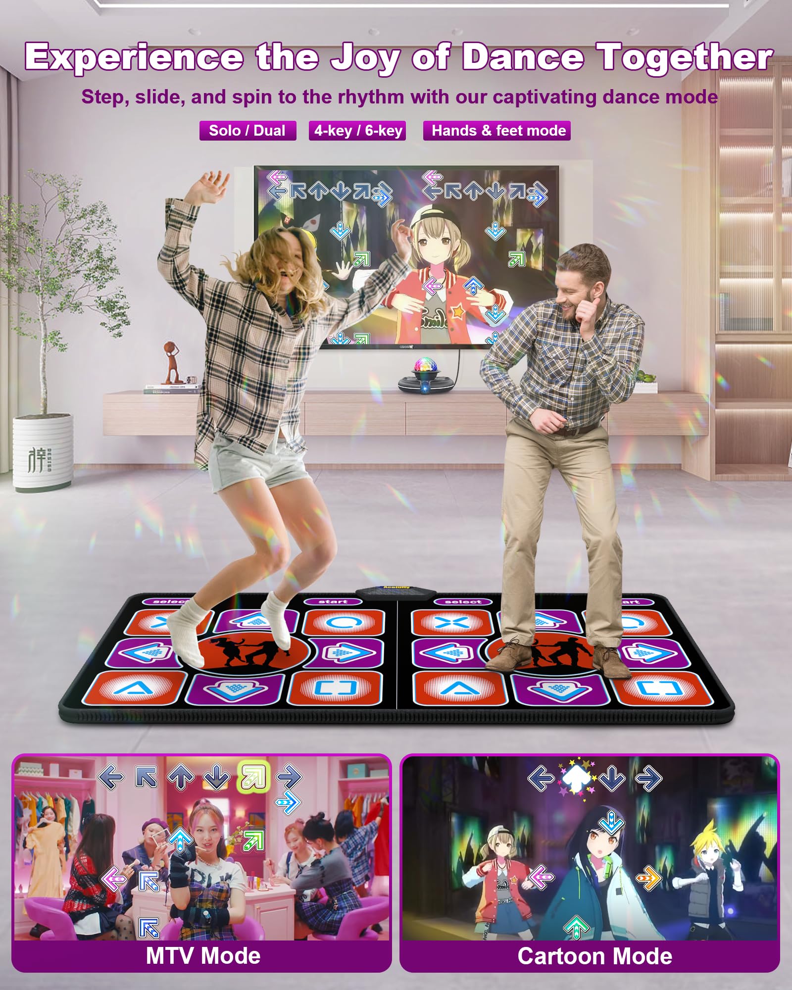 Acelufly Dansmat, Elektronische Dansmat voor Meisjes, Interactieve Dansspel Mat voor TV met Camera, Kerstmis/Verjaardag/Valentijnsdag Gifts Dance Game Mat voor kinderen volwassenen(Zwart