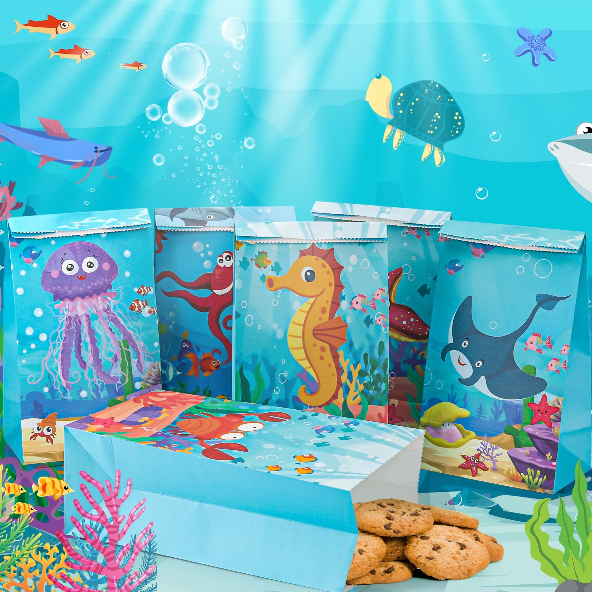 Pajean Under The Sea Party Favor Bags - 18 Pack Ocean Animal Goodie Bags - View #7