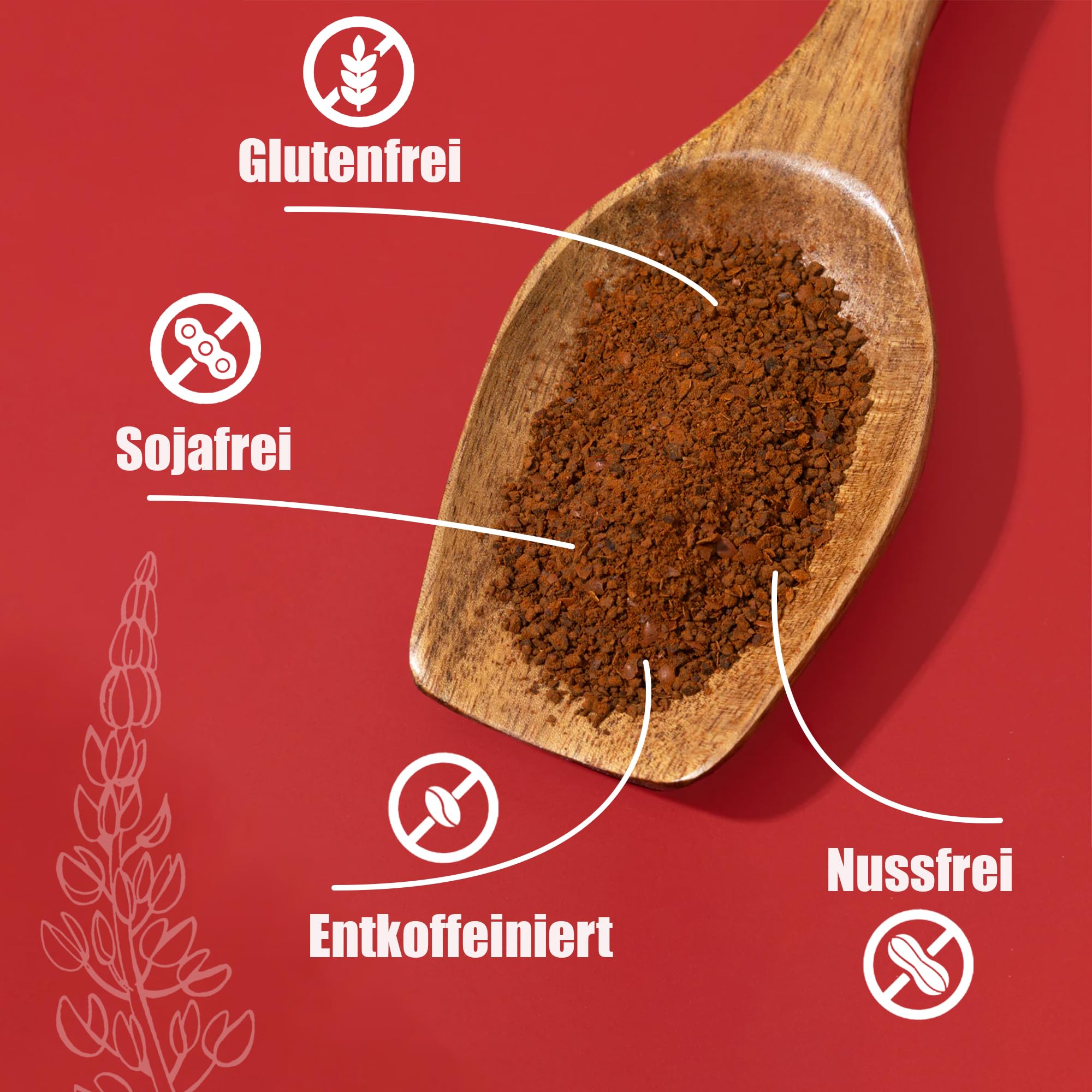 Chikko Not Coffee Lupinenkaffee - 1 x 250g - Bio Geröstete Lupine koffeinfreie Kaffeealternative - Gluten, Nuss und Sojafrei - Frei von Zusatzstoffen und Chemikalien - 100% europäisches Produkt