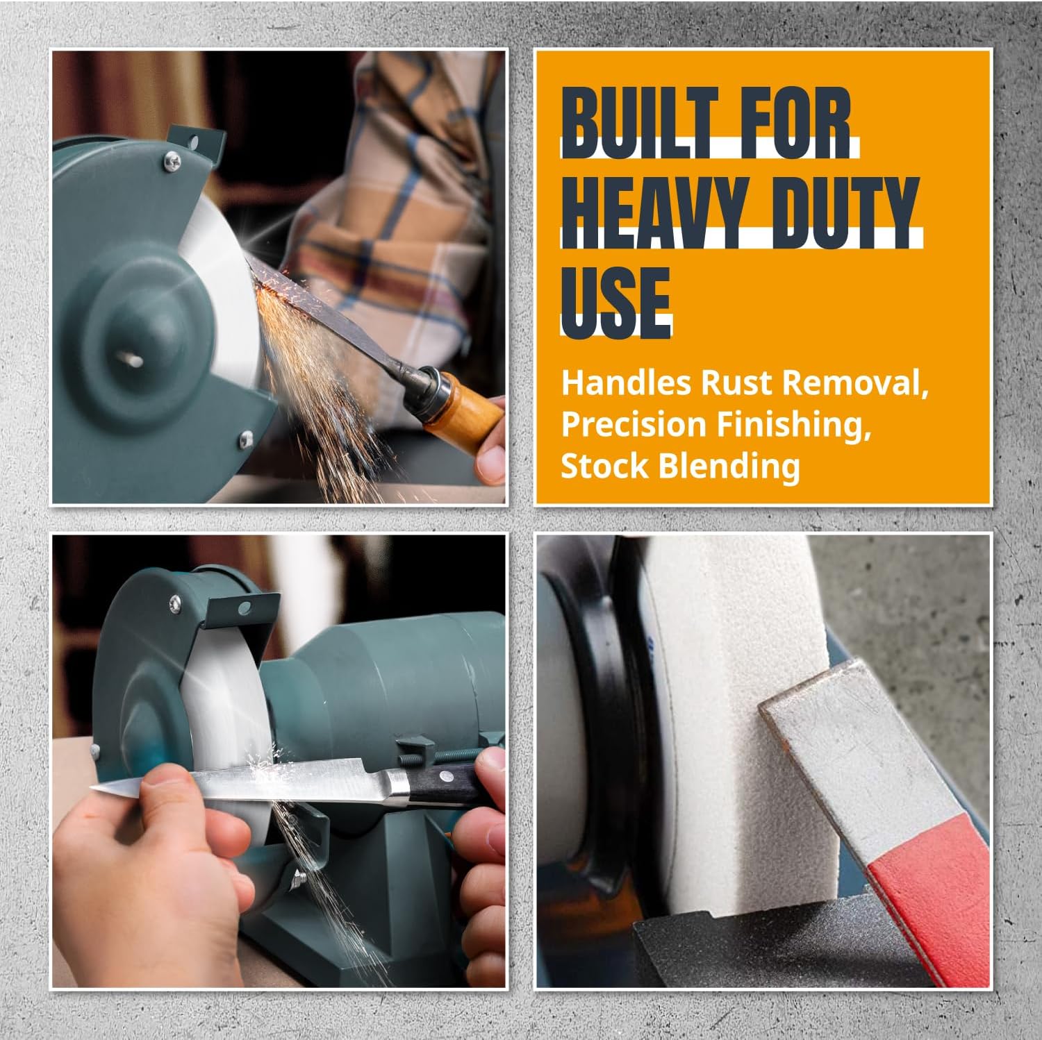 POWERTEC Bench Grinder Wheel 2PK, 8 Inch Grinding Wheel 100 Grit, White Aluminum Oxide, 8 Bench Grinder Wheels for Pedestal & Benches, 1" Thick 5/8" Arbor, Sharpening Shaping Drill Bits -15513-P2