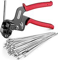DAFONSO Stainless Steel Zip Tie Gun Kit - 11.8" 304 Heavy Duty Metal Ties, 200LBS Strength, UV Resistant for Fences, Exhaust & Industrial Use