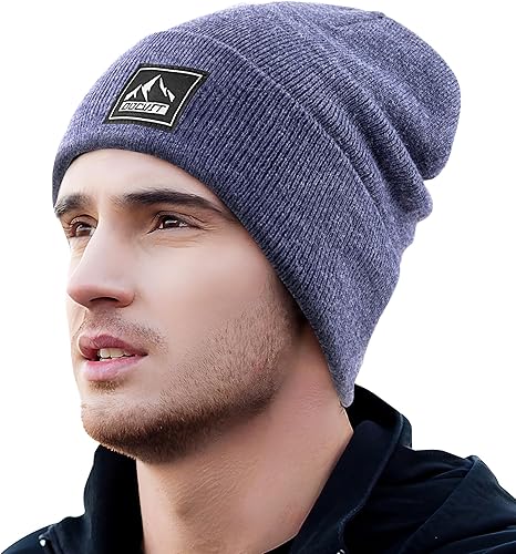 Miniatura 3 de Gorro de punto con puños cálidos de invierno, unisex, gorro de punto de calavera, sombrero de esquí de moda para hombres y mujeres