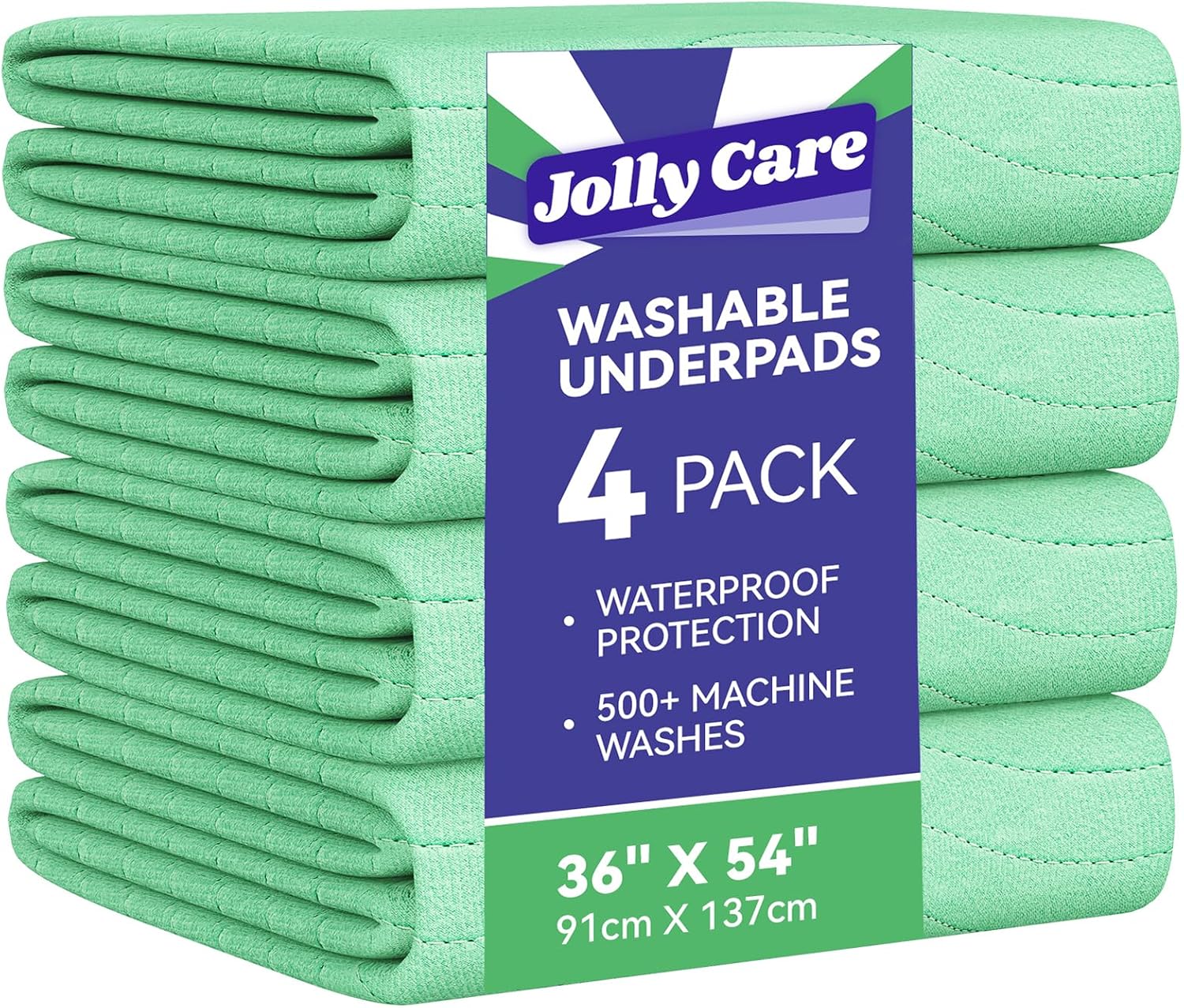 Washable Underpads Waterproof, 4 Pack 36" x54'' Heavy Absorbency Incontinence Bed Pads, Bed Wetting Pads for Adults, Elderly, Kids and Pets, Soft Reusable Changing Pads for Bed