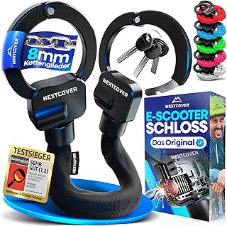NEXTCOVER® E-Scooter Schloss [Steel-Secure-Technologie] | Handschellenschloss für Roller, eBike | robustes Lock, Kettenschloss | E Scooter Zubehör, E Roller Schloss