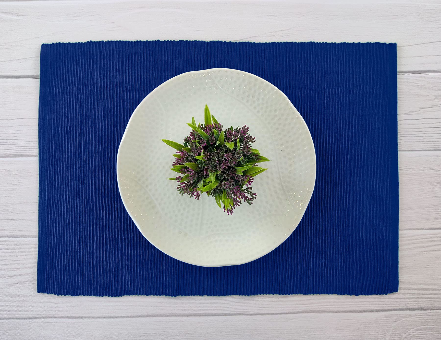 100% Cotton Ribbed Placemats - Set Of 6 - 13 x 19 Inches - Royal Blue - Everyday Basic Fabric Table Mats - Washable Reusable Cloth Place Mat, Reversible Fabric Placemats For Dining Table - By Craftbot